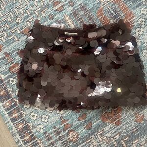 12th Tribe Chocolate Sequin Mini Skirt